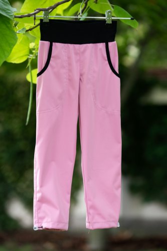 Softshellové kalhoty růžové - Velikost: 128, Materiál: 100% polyester