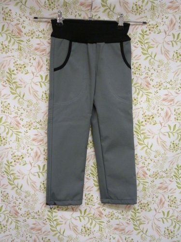 Zimní softshellové kalhoty šedé - Velikost: 122, Materiál: 100% polyester